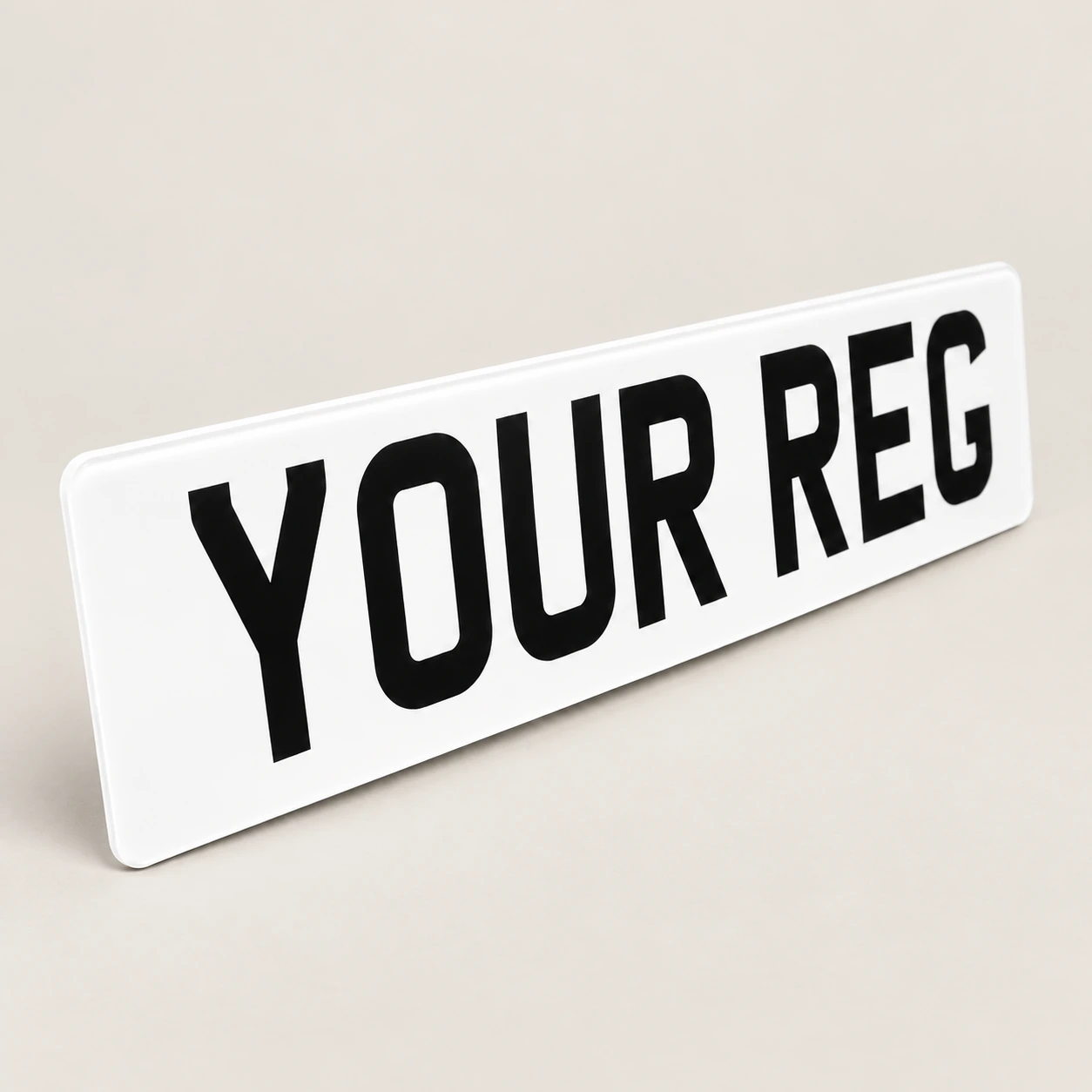 2D Printed number plate with YOUR REG lettering