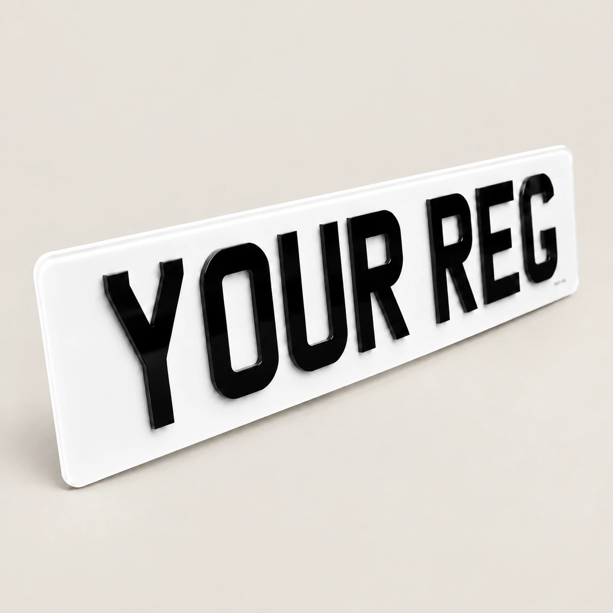 4D Acrylic number plate with YOUR REG lettering