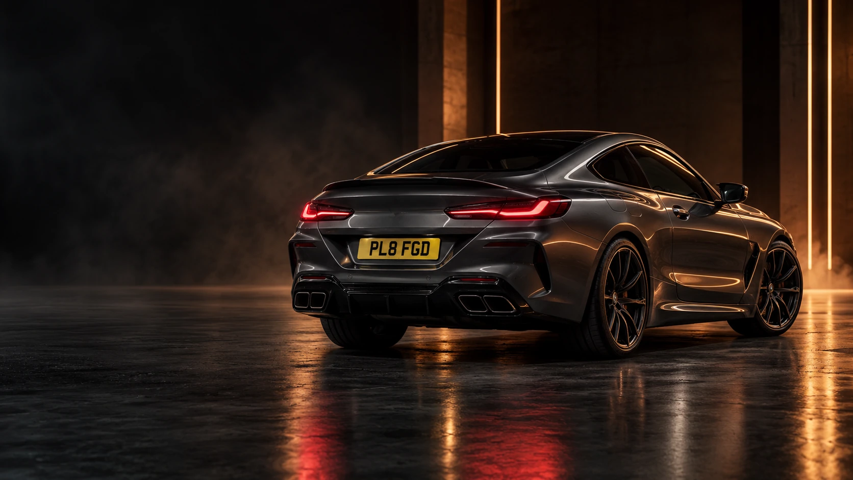Graphite coupe with a yellow PL8 FGD plate in a copper-lit studio